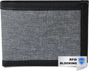 Flowfold RFID Blocking Recycled Wallets - Recycled Material Bifold Wallet, Front Pocket Wallet, Slim Minimalist Wallets Made in USA (Heather Grey, Recycled Material)