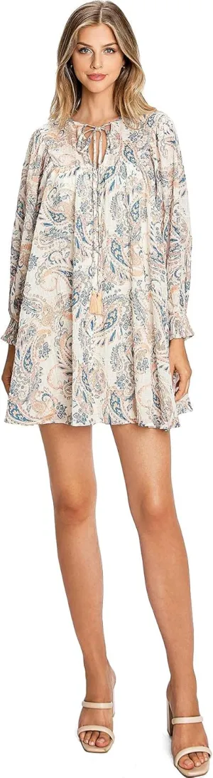 Flying Tomato Women's Juniors Babydoll Bohemian Prints Mini Dress