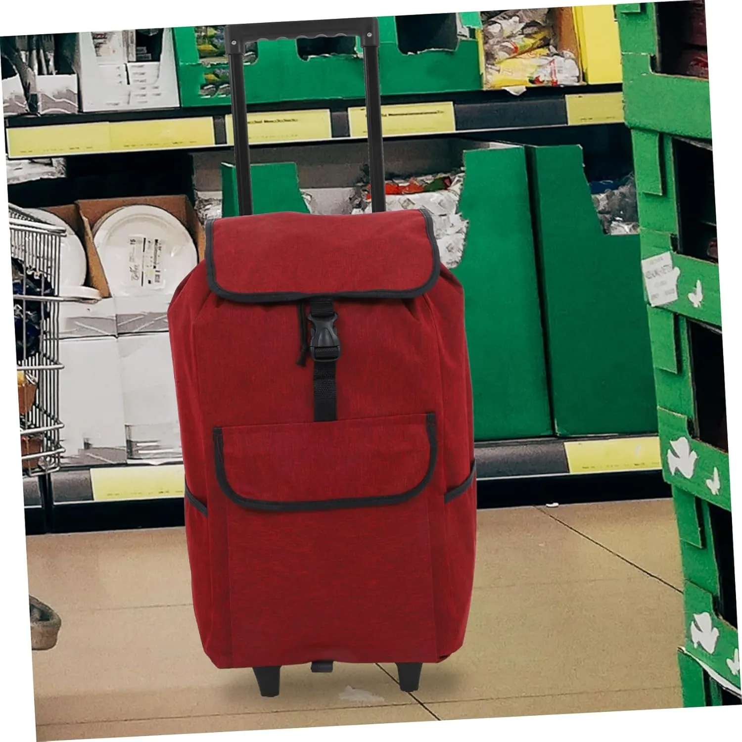 Foldable Shopping Cart Bag Oxford Cloth Trolley Replacement Bag with Side and Front Pockets for Grocery Shopping Travel and Household Chores Heavy Duty Design Easy Detach