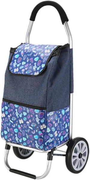 Folding Shopping Cart, Shopping Cart Folding Shopping Lightweight Trolley with Large Capacity Bag Waterproof Foldable Grocery Grocery Utility Carts(Color:C), 104*44cm