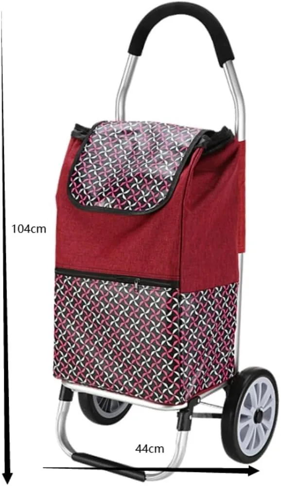 Folding Shopping Cart, Shopping Cart Folding Shopping Lightweight Trolley with Large Capacity Bag Waterproof Foldable Grocery Grocery Utility Carts(Color:C), 104*44cm