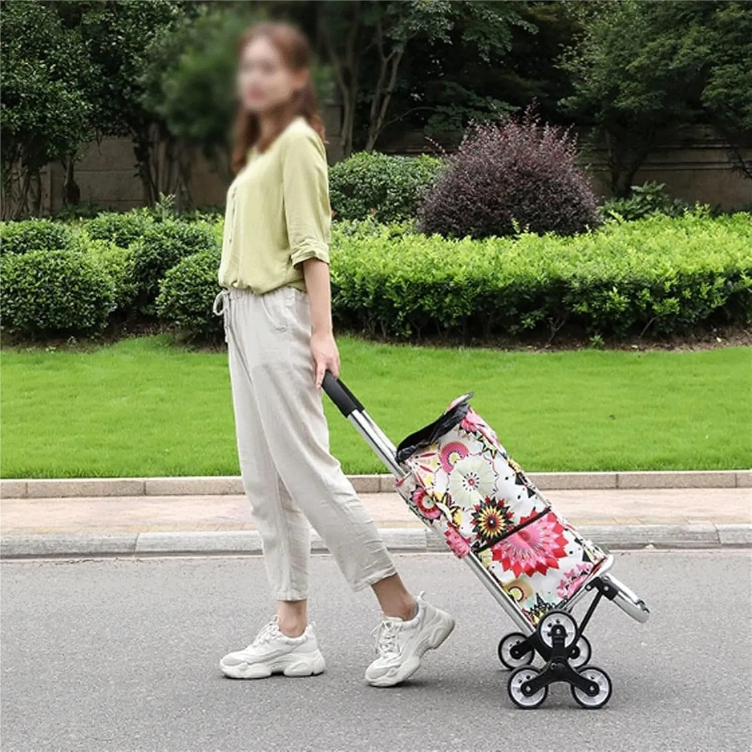 Folding Shopping Cart, Shopping Cart Shopping Cart On Wheels Push Tote Cart Foldable Utility Cart with Bag for Shopping Luggage Grocery Utility Carts(Red)