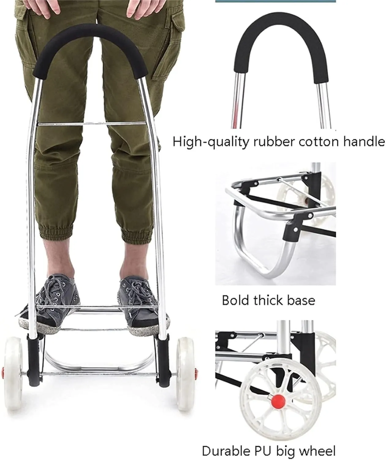 Folding Shopping Cart, Shopping Cart Shopping Cart On Wheels Push Tote Cart Foldable Utility Cart with Bag for Shopping Luggage Grocery Utility Carts(Red)