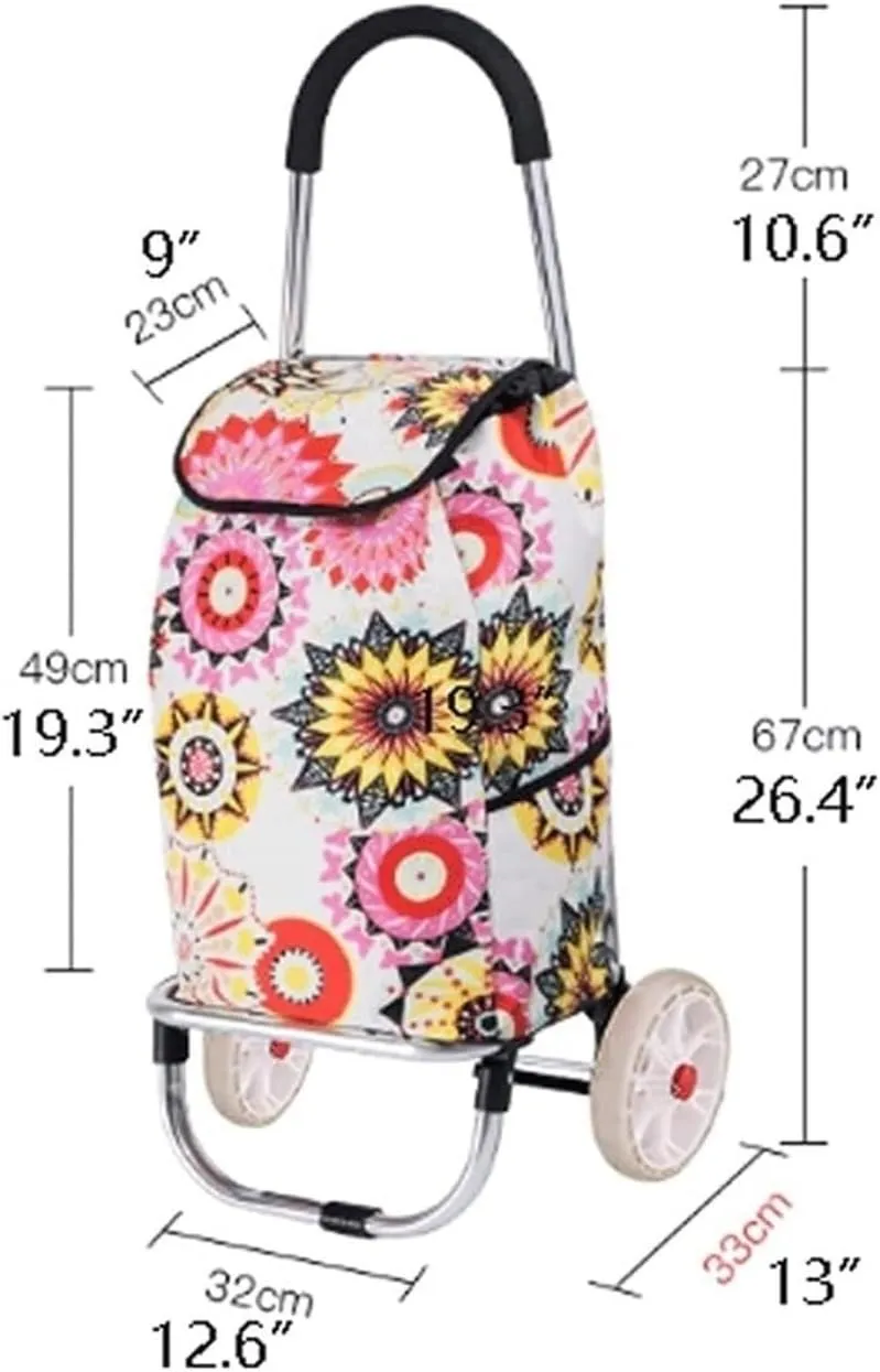 Folding Shopping Cart, Shopping Cart Shopping Cart On Wheels Push Tote Cart Foldable Utility Cart with Bag for Shopping Luggage Grocery Utility Carts(Red)
