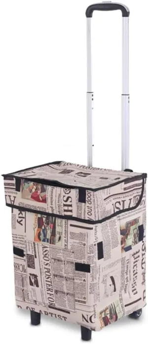 Folding Shopping Cart, Shopping Cart with Wheels Foldable Lightweight Shoulder Bags Trolley Bag Grocery Cart with Telescoping Grocery Utility Carts, 97*34cm