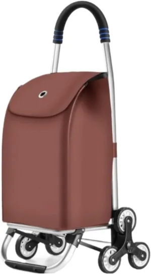 Folding Shopping Cart, Shopping Trolleys Shopping Cart Lightweight Shopping Trolley Folding 6 Round Large Capacity Shopper Grocery Utility Carts(Brown)