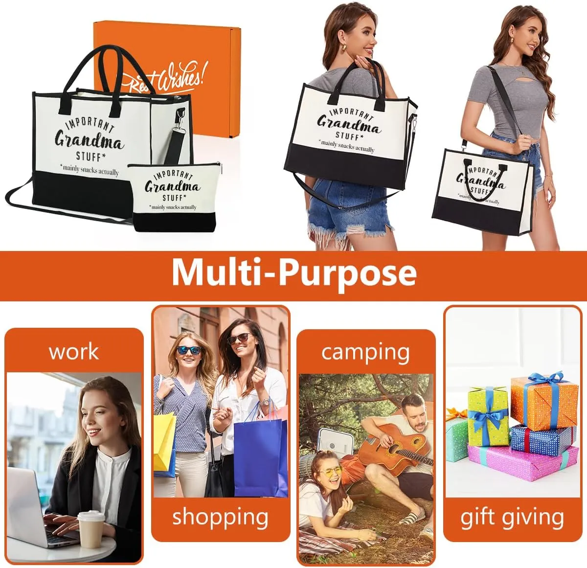 FORBIDDEN PAPER Mothers Day Grandma Mimi Yaya Retirement Dance Aunt Travel Book Witchy Gifts for Women Tote Bag & Makeup Bag