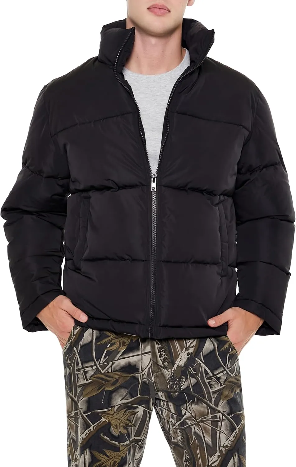 Forever 21 Men's Quilted Funnel-Neck Puffer Jacket