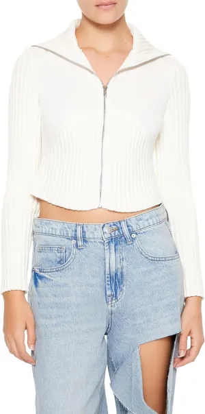 Forever 21 Women's Cropped Zip-up Sweater