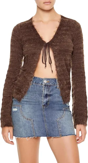 Forever 21 Women's Fuzzy Knit Cardigan Sweater
