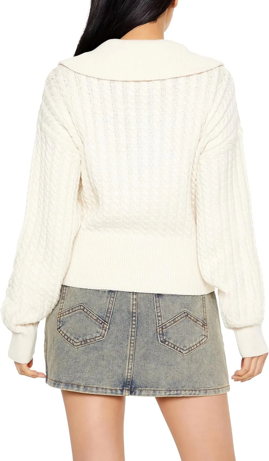 Forever 21 Women's Half-Zip Cable Knit Sweater