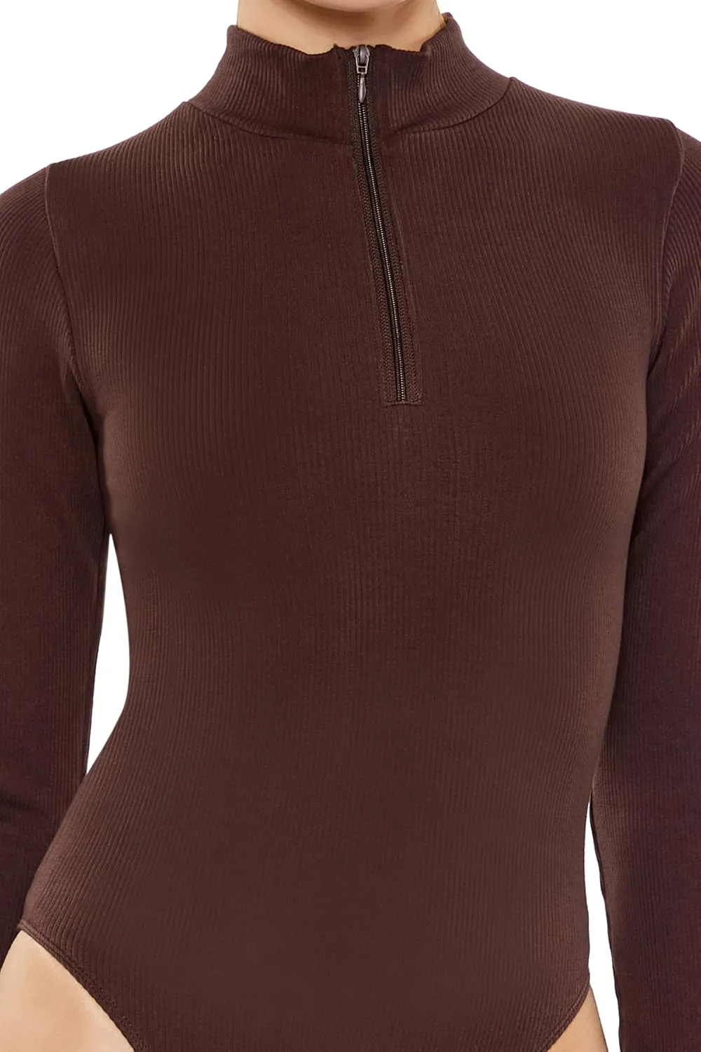 Forever 21 womens Seamless Half-zip Bodysuit
