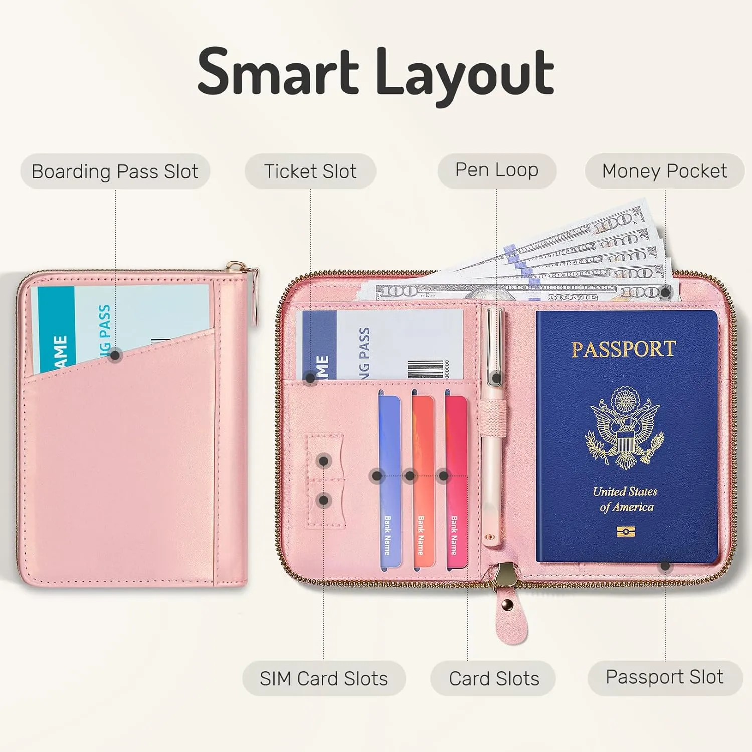 Forvencer Passport Holder Cover with Safe Zipper Closure, Premium Passport Wallet for Travel, Cute RFID Blocking Card Case, Waterproof Travel Accessories for Women, Light Blue