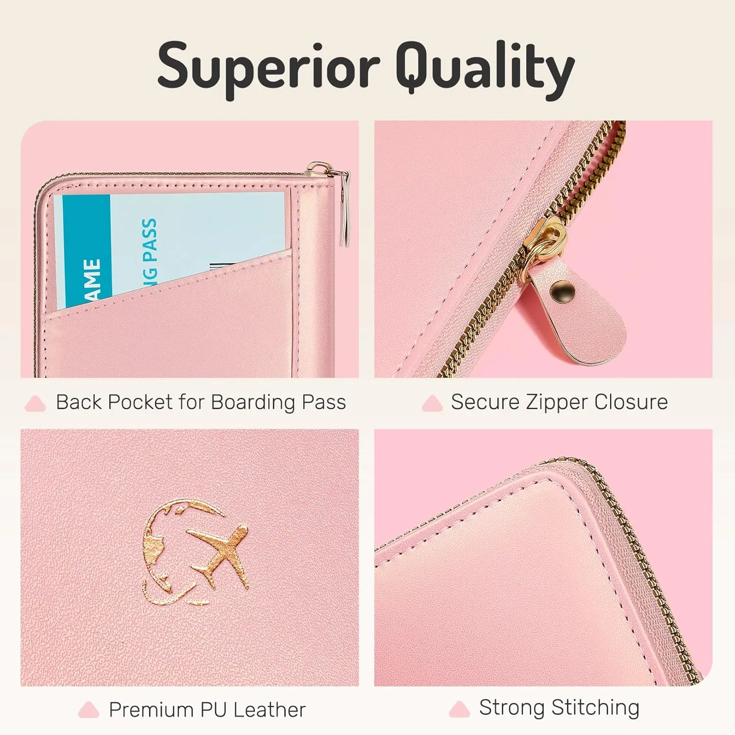 Forvencer Passport Holder Cover with Safe Zipper Closure, Premium Passport Wallet for Travel, Cute RFID Blocking Card Case, Waterproof Travel Accessories for Women, Light Blue
