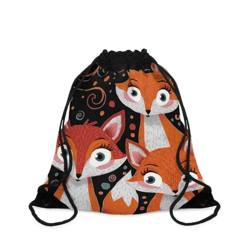 Foxy Vibes Three Foxes Drawstring Bag