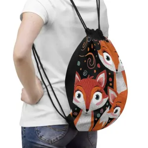 Foxy Vibes Three Foxes Drawstring Bag