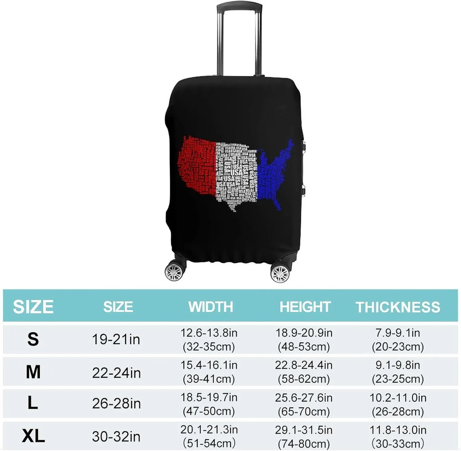 France Flag with U.S.A Map Travel Luggage Cover Stylish Suitcase Protector with Zippered Fits 19-32 Inch Baggage