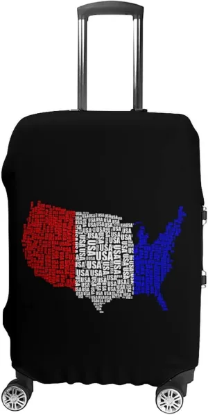 France Flag with U.S.A Map Travel Luggage Cover Stylish Suitcase Protector with Zippered Fits 19-32 Inch Baggage