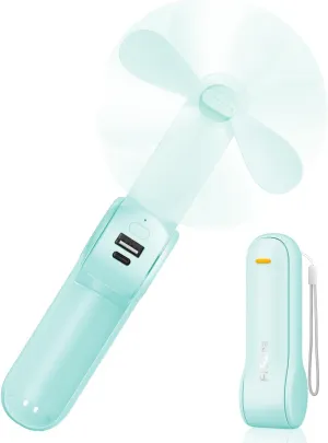 FrSara Portable Handheld Fan Rechargeable, 2200mAh Battery With Power Bank, USB Rechargeable Small Pocket Fan,Upgraded Long Battery Life, Three-Speed, Suitable for Women Outdoors and Travel