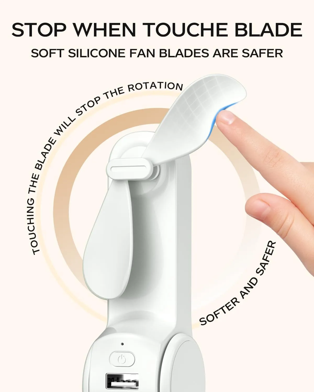 FrSara Portable Handheld Fan Rechargeable, USB Rechargeable Small Pocket Fan, 2000mAh Battery With Power Bank, Upgraded Long Battery Life, Three-Speed, Suitable for Women Outdoors and Travel