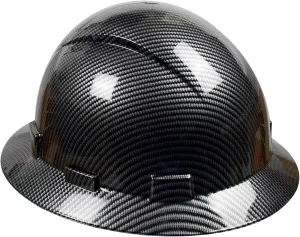 Full Brim Hard Hat - OSHA Safety Helmet Durable Lightweight Carbon Fiber Hard Hat, 6-Point Ratchet Suspension Protective Gear for Men and Women