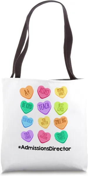 Funny Admissions Director Valentines Day Hearts Teach School Tote Bag