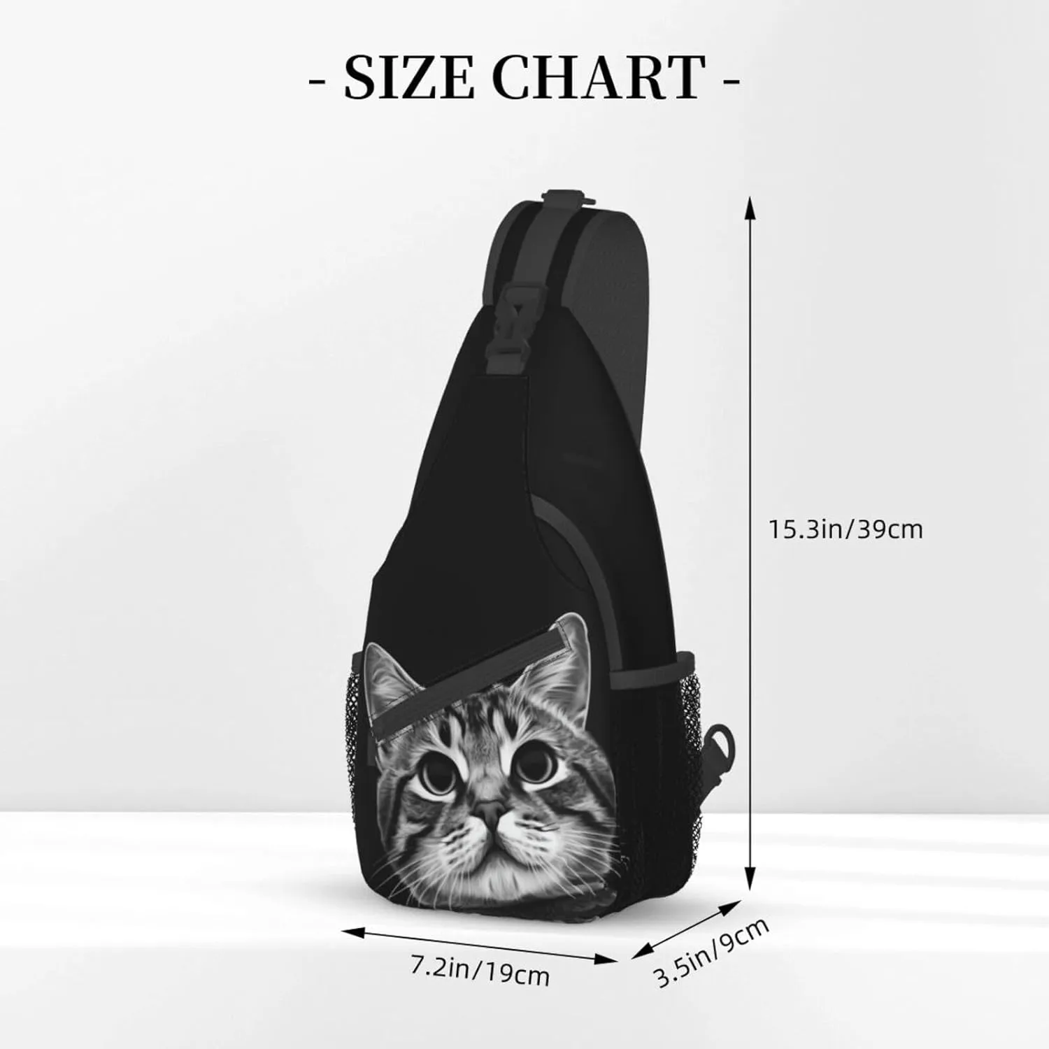 Funny Cat Black Sling Backpack Chest Bag Crossbody Shoulder Bag Gym Cycling Travel Hiking Daypack For Men Women