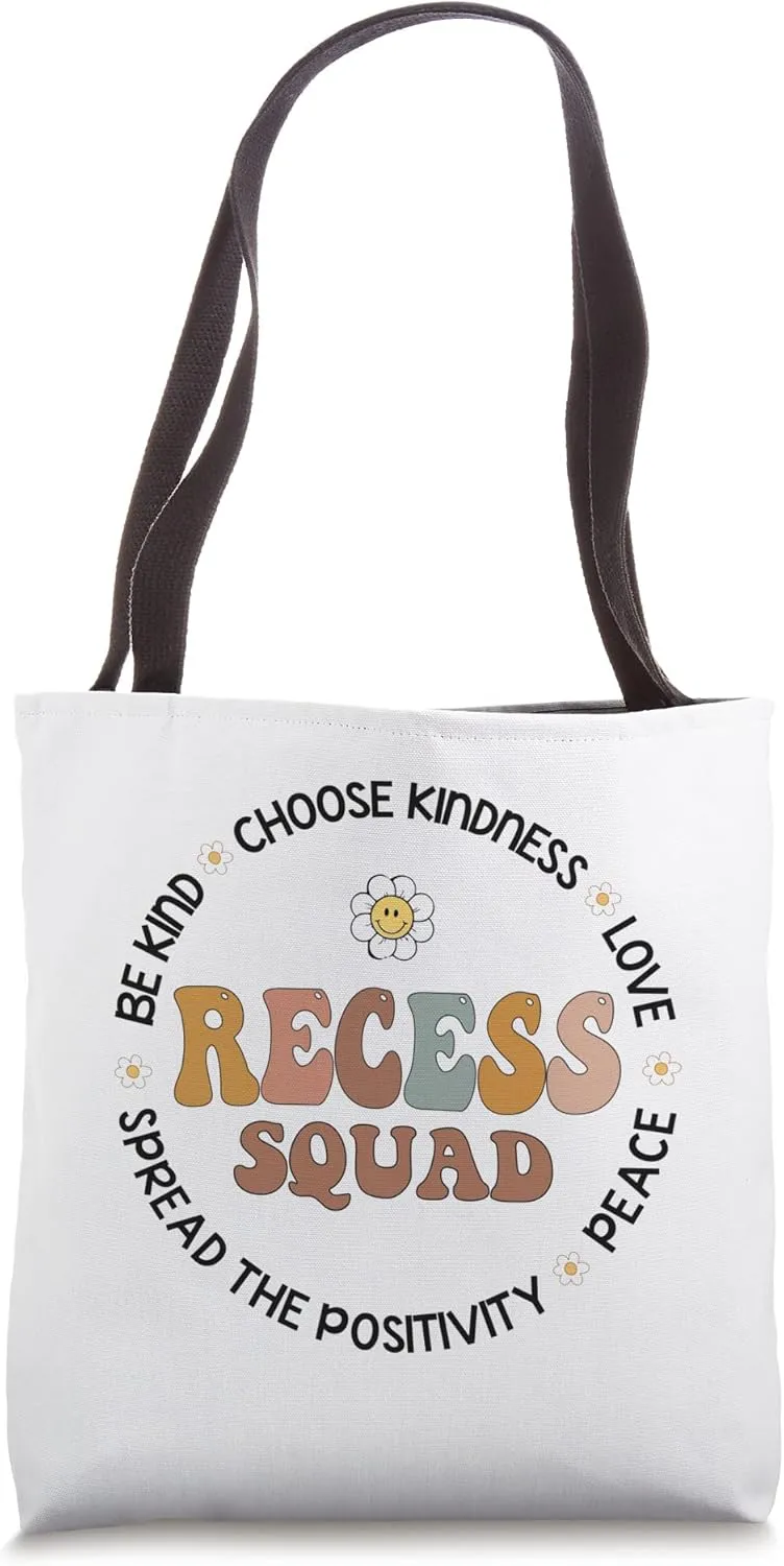 Funny School for Teachers Students Monitor Recess Squad Tote Bag
