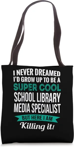 Funny School Library Media Specialist Tshirt Gift Tote Bag