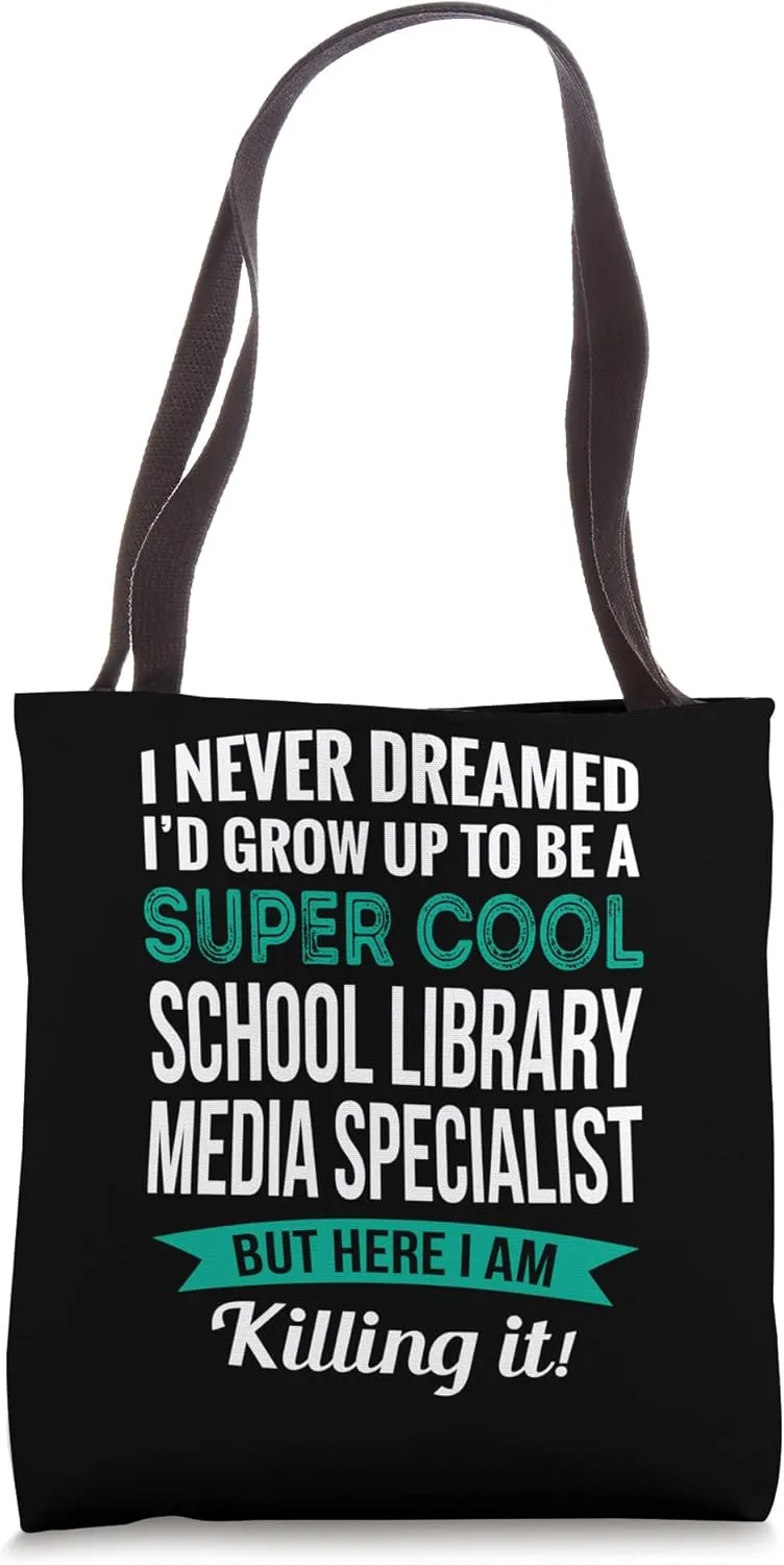 Funny School Library Media Specialist Tshirt Gift Tote Bag