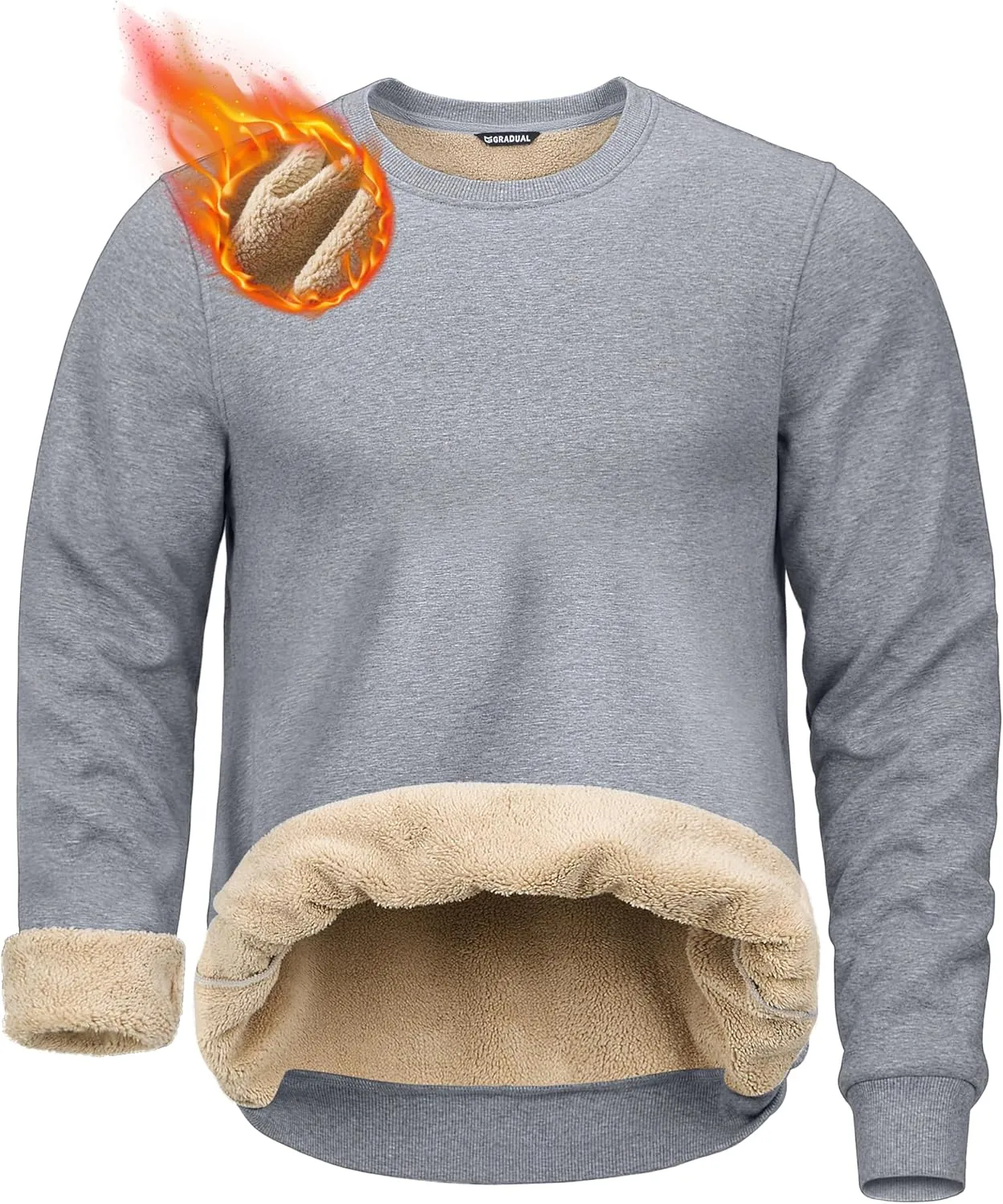 G Gradual Sherpa Lined Sweatshirts for Men Fleece Crewneck Sweatshirt Pullover Warm Shirts for Winter