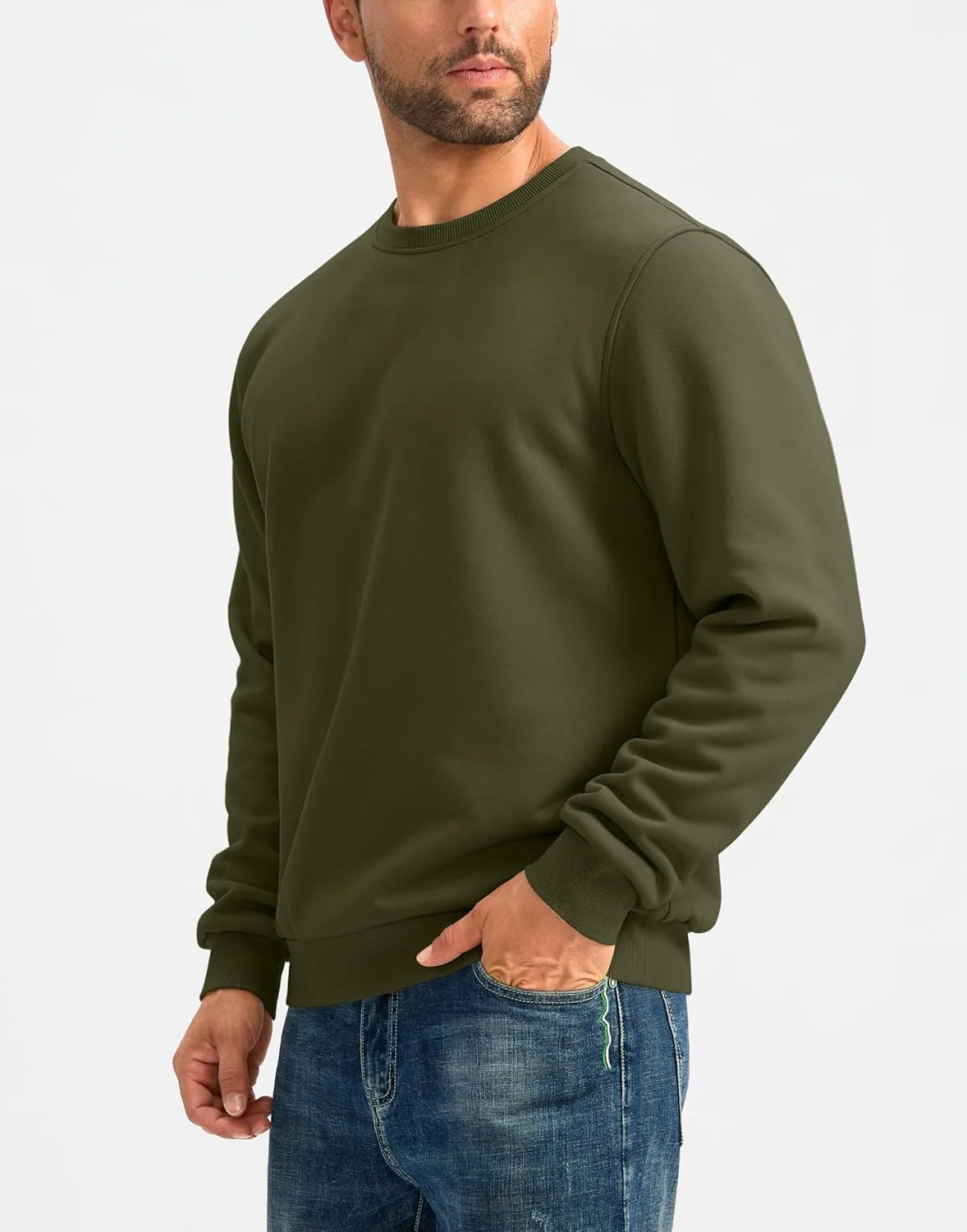 G Gradual Sherpa Lined Sweatshirts for Men Fleece Crewneck Sweatshirt Pullover Warm Shirts for Winter