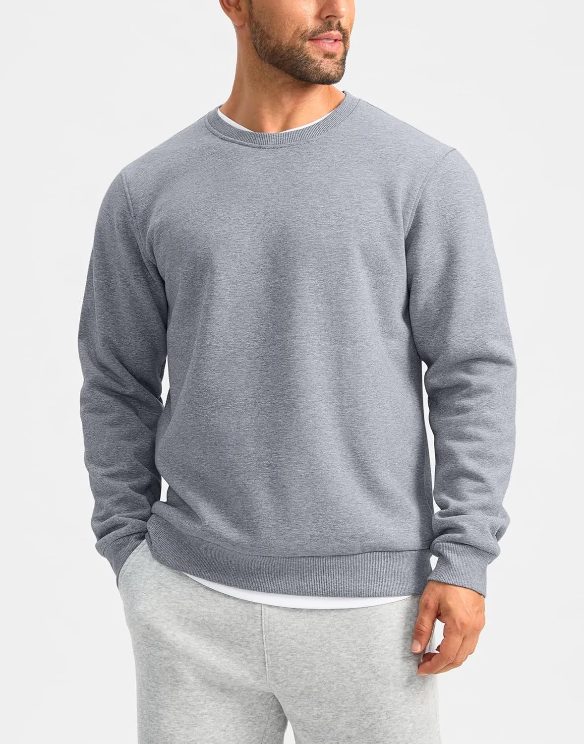 G Gradual Sherpa Lined Sweatshirts for Men Fleece Crewneck Sweatshirt Pullover Warm Shirts for Winter
