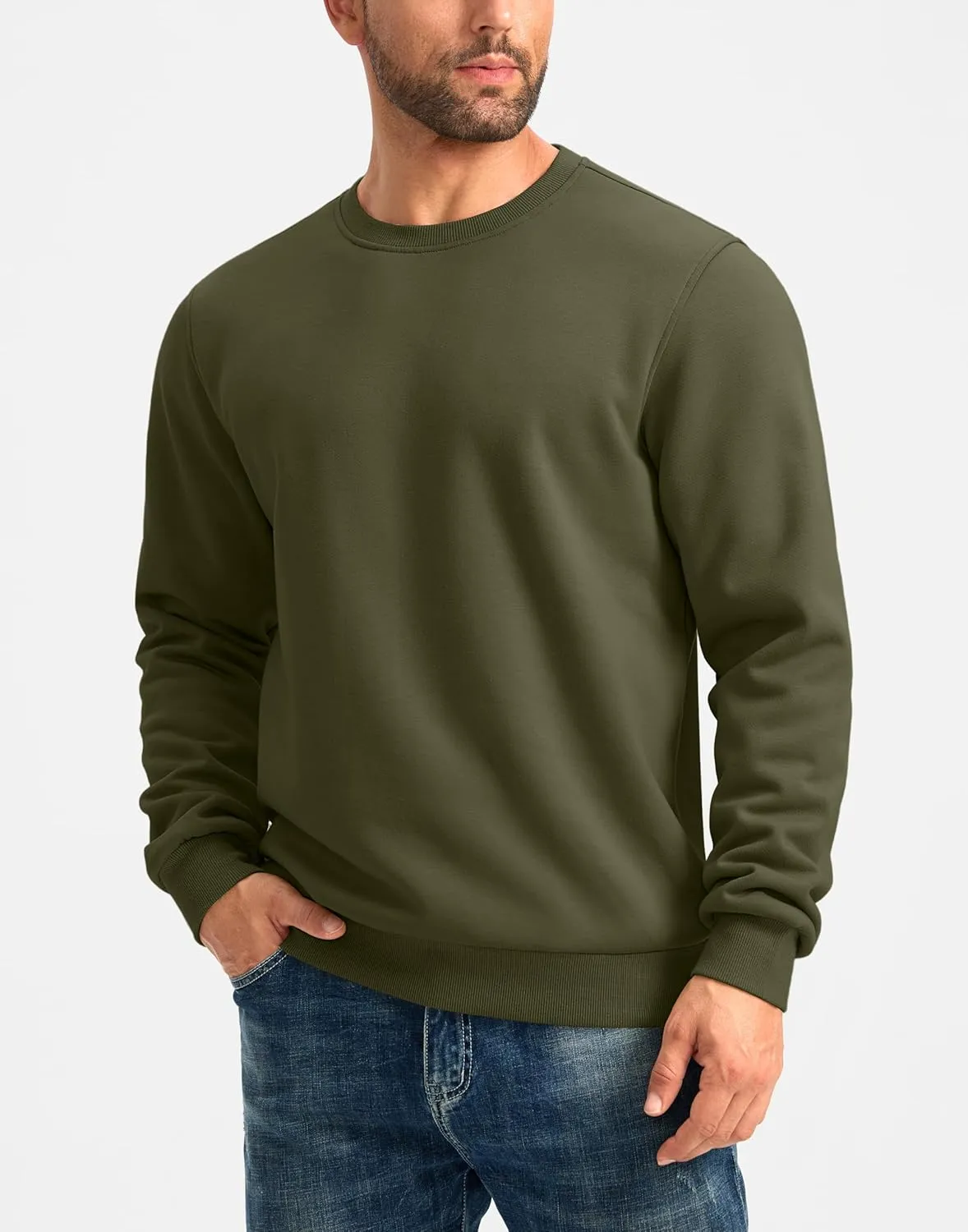 G Gradual Sherpa Lined Sweatshirts for Men Fleece Crewneck Sweatshirt Pullover Warm Shirts for Winter