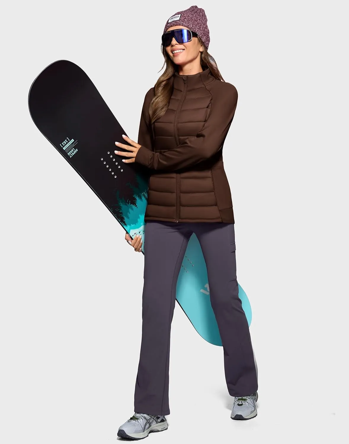 G Gradual Women's Running Fleece Lined Jackets 6 Pockets Lightweight Water Resistant Puffer Jacket for Hiking Travel