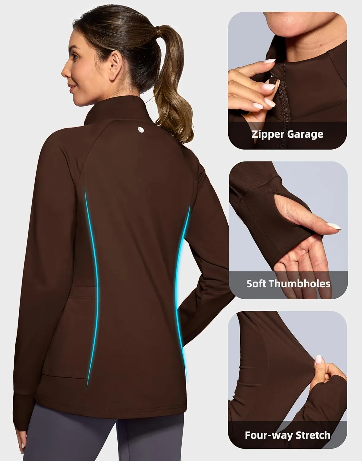 G Gradual Women's Running Fleece Lined Jackets 6 Pockets Lightweight Water Resistant Puffer Jacket for Hiking Travel