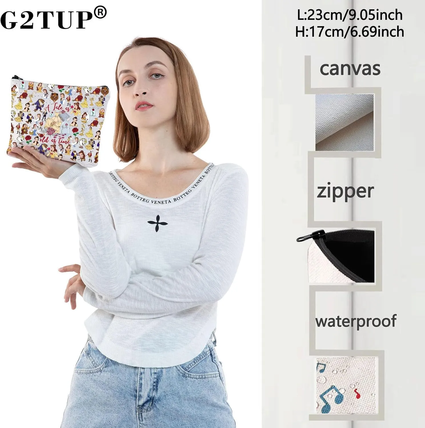 G2TUP Beaty Story Inspired Cosmetic Bag Fairy Tales Gift Tale as Old as Time Fans Gift Fairy Tale Merch(Old As Time New)