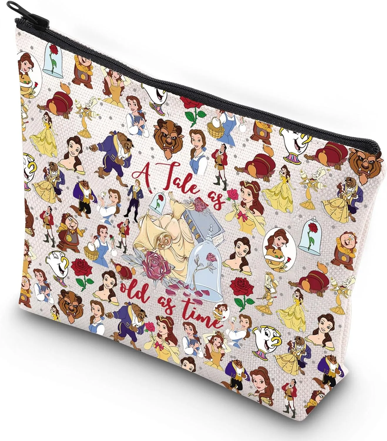 G2TUP Beaty Story Inspired Cosmetic Bag Fairy Tales Gift Tale as Old as Time Fans Gift Fairy Tale Merch(Old As Time New)