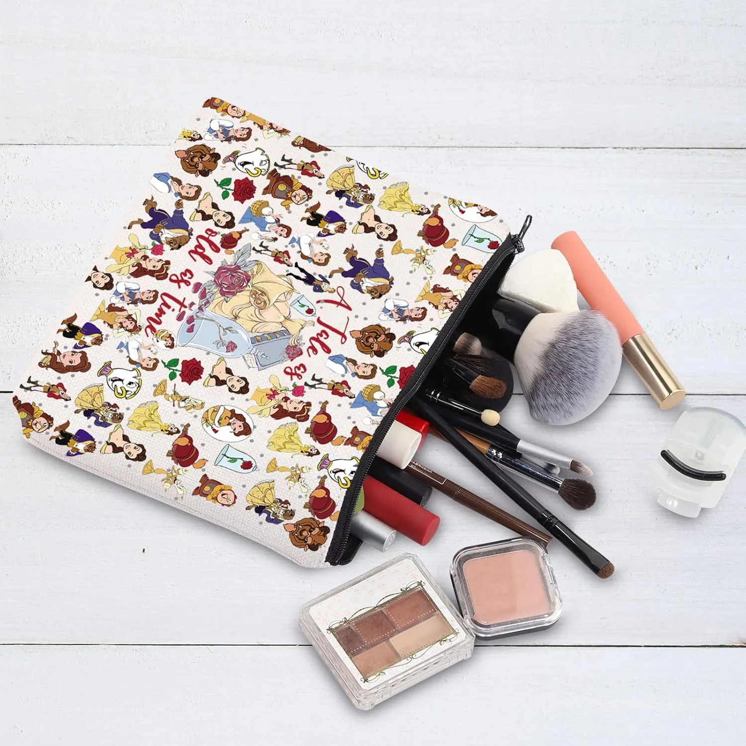 G2TUP Beaty Story Inspired Cosmetic Bag Fairy Tales Gift Tale as Old as Time Fans Gift Fairy Tale Merch(Old As Time New)
