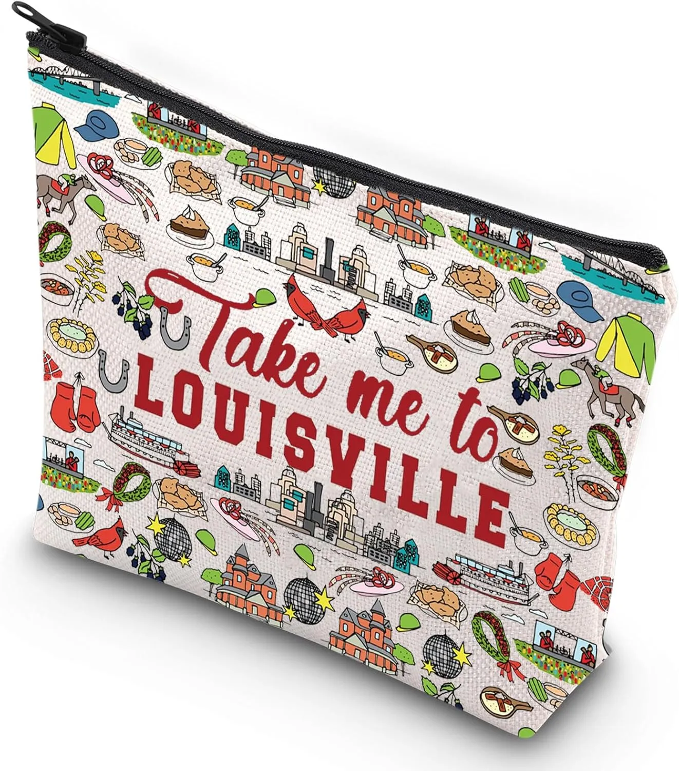 G2TUP Louisville Kentucky Travel Cosmetic Bag Louisville Landmarks Souvenirs Gift Take Me To Louisville Zipper Pouch Bag Louisville Merch (Louisville)