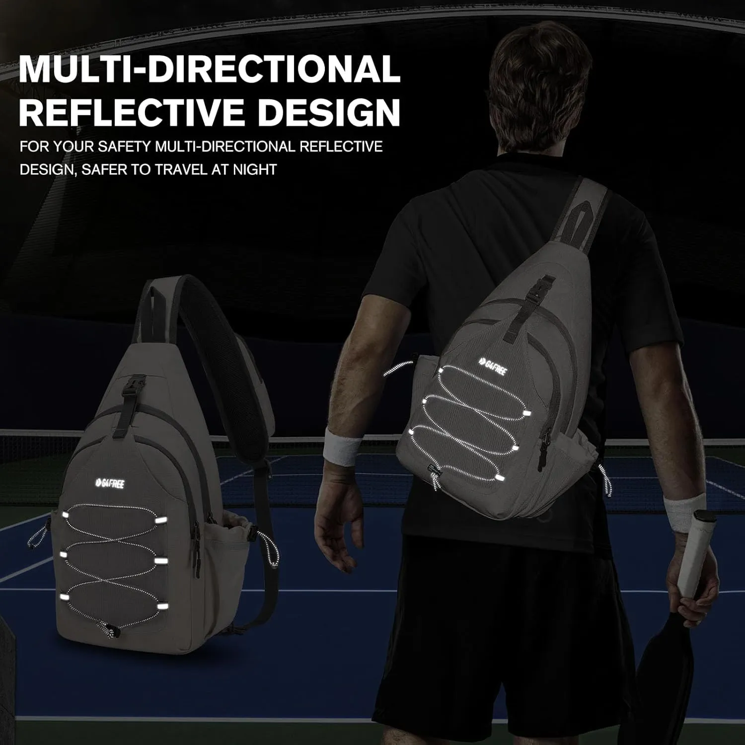 G4Free Pickleball Bag, Crossbody Sling Bag for Men Women, Pickleball Backpack, Pickle Ball Paddle Bag Gifts for Sports