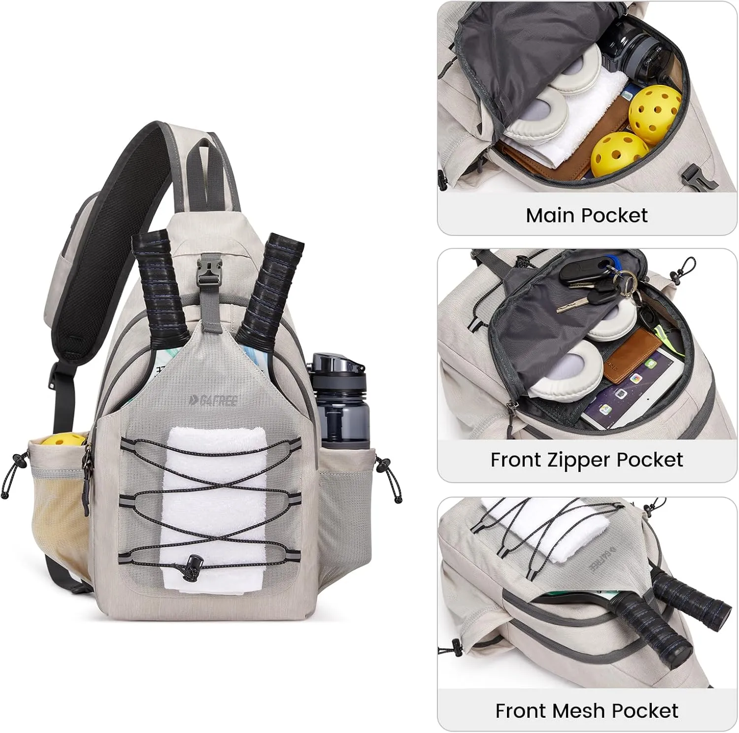 G4Free Pickleball Bag, Crossbody Sling Bag for Men Women, Pickleball Backpack, Pickle Ball Paddle Bag Gifts for Sports
