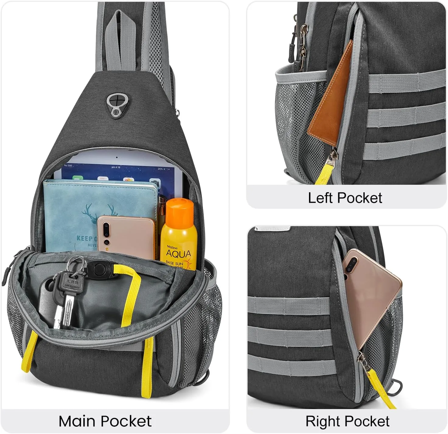 G4Free Sling Bag RFID Blocking Crossbody Backpack Travel Chest Bag Hiking Daypack for Women Men Outdoor Sports