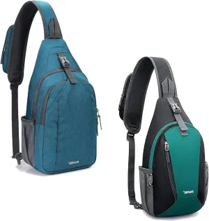 G4Free Sling Bag RFID Blocking Sling Backpack Crossbody Chest Bag Daypack for Hiking Travel (Blue Green)