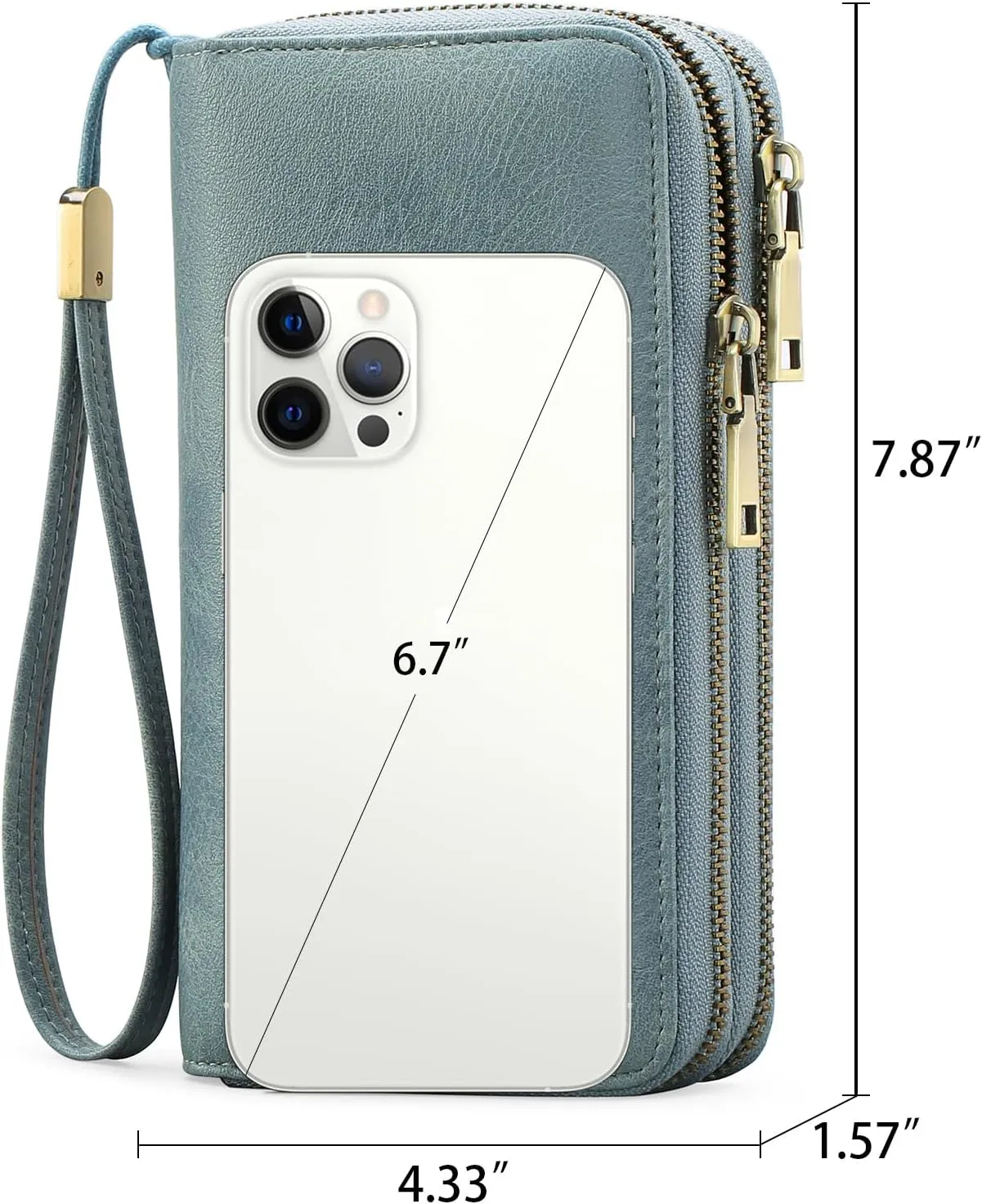 GAEKEAO Wallet for Women Clutch RFID Blocking Leather Wristlet Purse Large Capacity Credit Card Holder with Grip Hand Strap