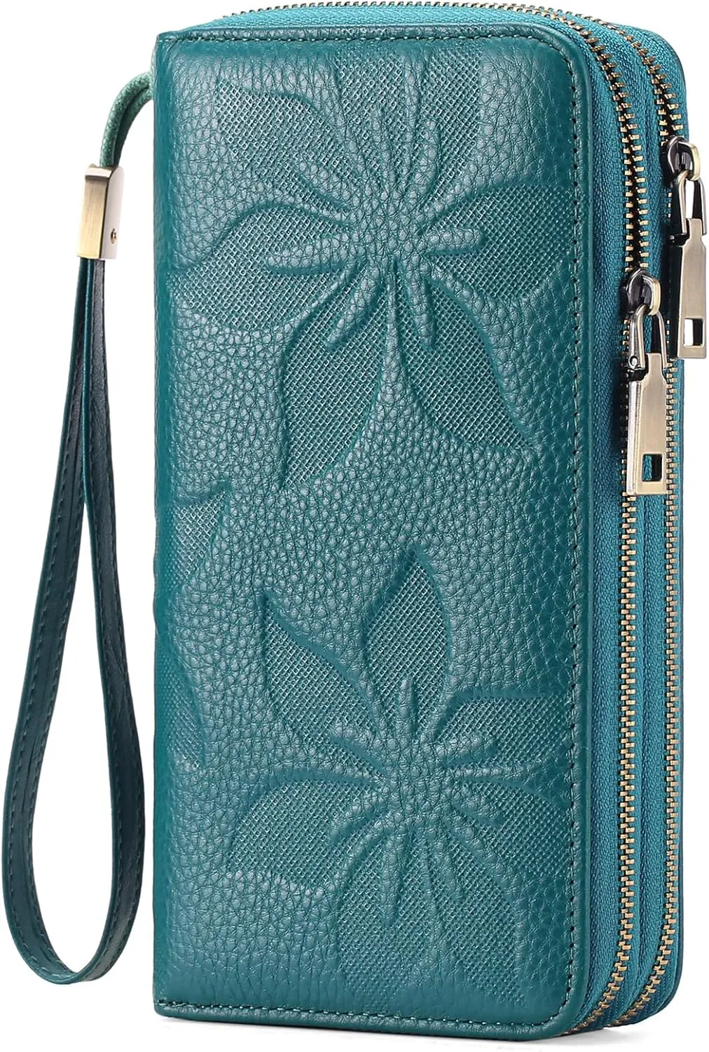 GAEKEAO Wallet for Women Clutch RFID Blocking Wristlet Leather Purse Large Capacity Credit Card Holder with Grip Hand Strap
