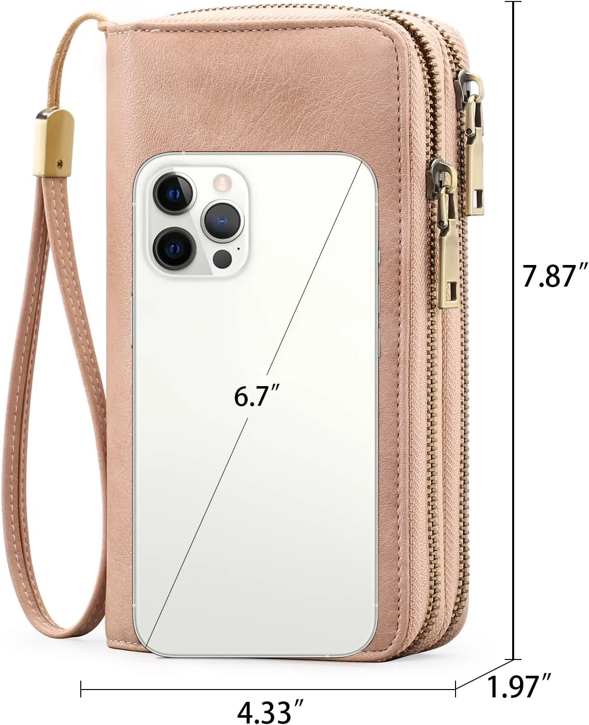 GAEKEAO Wallet for Women Clutch RFID Blocking Wristlet Leather Purse Large Capacity Credit Card Holder with Grip Hand Strap