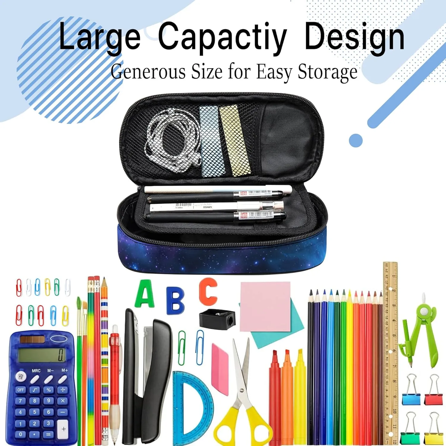 Galaxy Pencil Case, Cool Pencil Box for Boys Girls Kids, Large Capacity Pencil Pen Bag with Zipper, Multifunction Pencil Pouch for School Student Teen