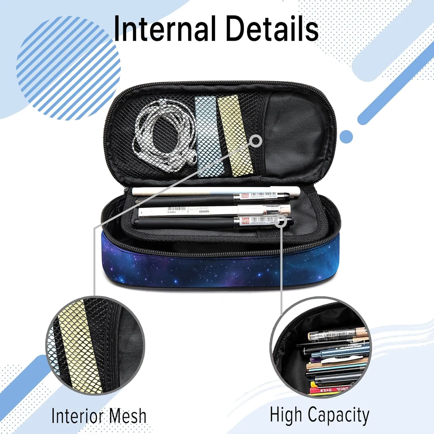 Galaxy Pencil Case, Cool Pencil Box for Boys Girls Kids, Large Capacity Pencil Pen Bag with Zipper, Multifunction Pencil Pouch for School Student Teen
