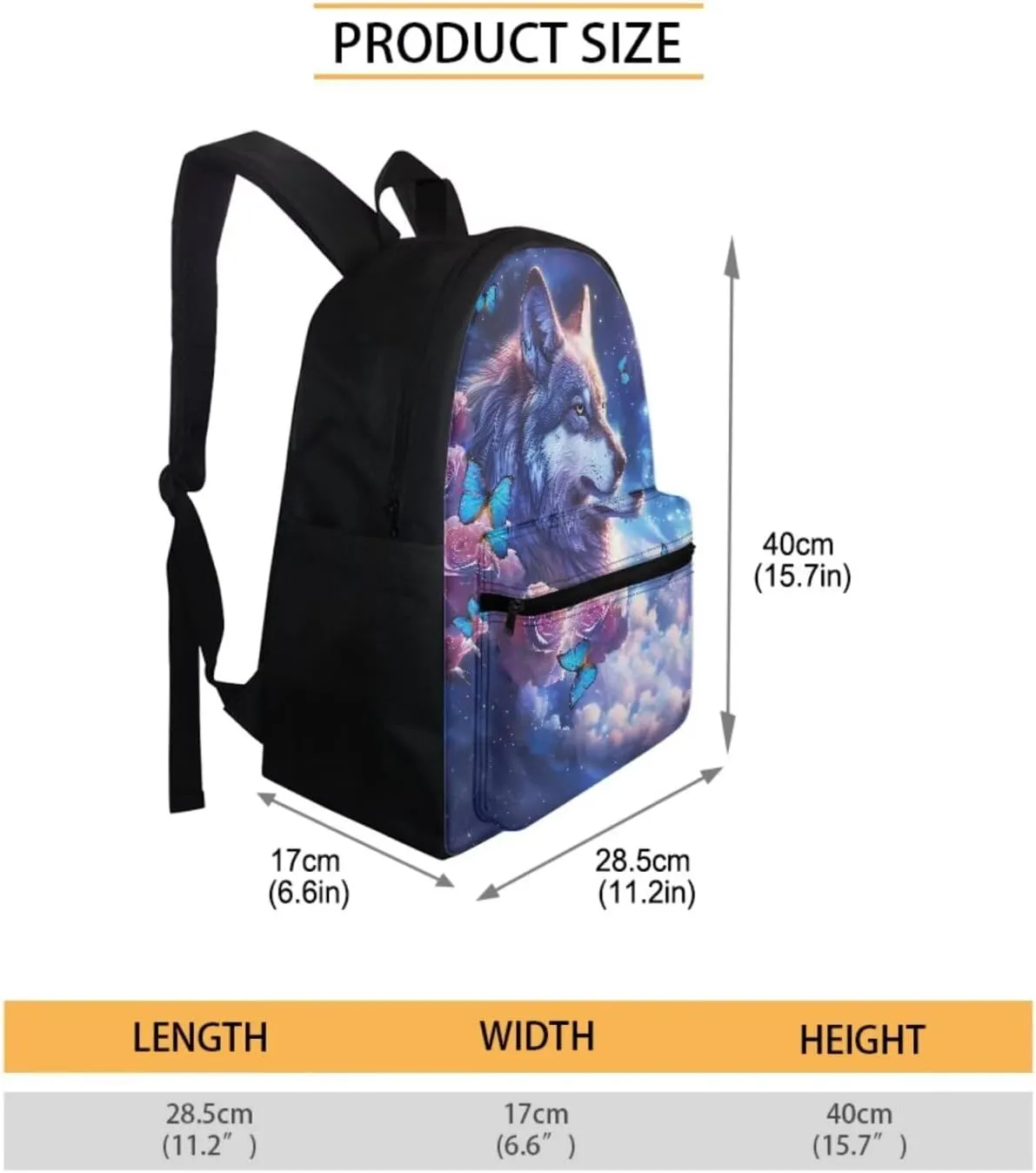 Galaxy Wolf Backpack for Boys 8-10/10-12 Middle School Bag Kids Bookbag With Lunch Box Pencil Case Set 3 In 1 Teens Backpacks 3Rd/4Th/5Th/6Th Grade Butterfly Flower Book Bags Purple